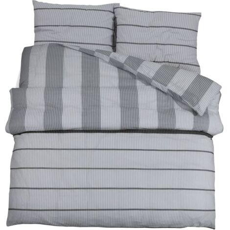Ensemble de housse de couette Gris 200x220 Coton