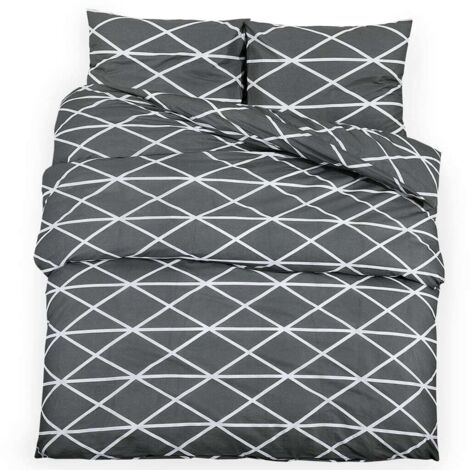 Ensemble de housse de couette Gris 200x220 Coton