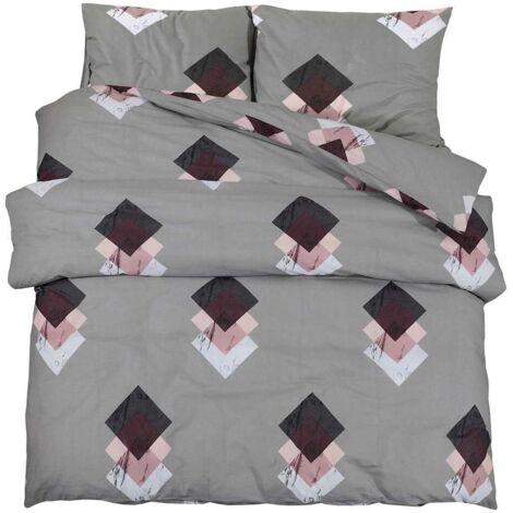 Ensemble de housse de couette Gris 220x240 cm Coton