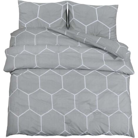 Ensemble de housse de couette Gris 240x220 cm Coton