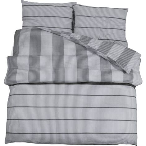 Ensemble de housse de couette Gris 240x220 Coton