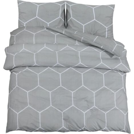 Ensemble de housse de couette Gris 240x220 Coton