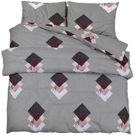 Ensemble de housse de couette Gris 260x240 cm Coton