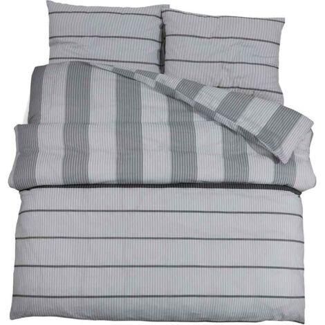Ensemble de housse de couette Gris 260x240 cm Coton