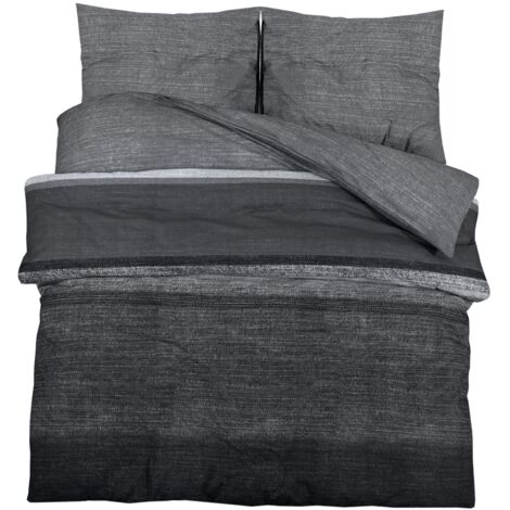 Ensemble de housse de couette gris foncé 140x200 cm Coton