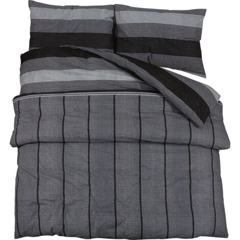 Ensemble de housse de couette gris foncé 155x220 Coton