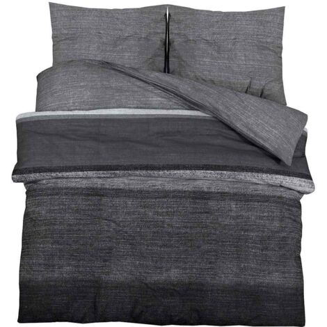 Ensemble de housse de couette gris foncé 200x200 cm Coton