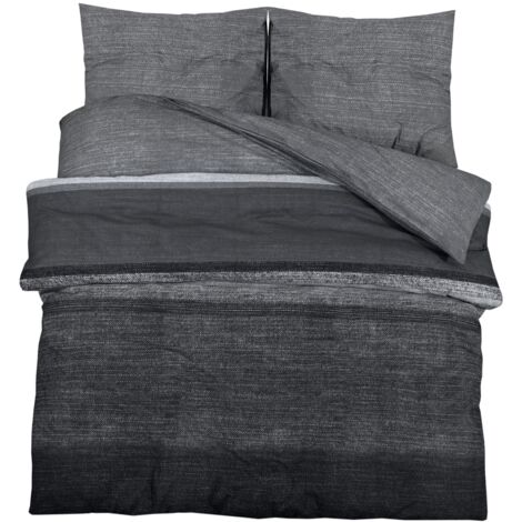 Ensemble de housse de couette gris foncé 200x200 Coton