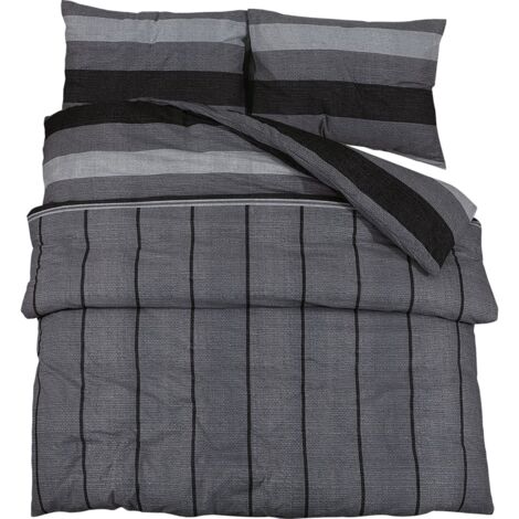 Ensemble de housse de couette gris foncé 200x200 Coton