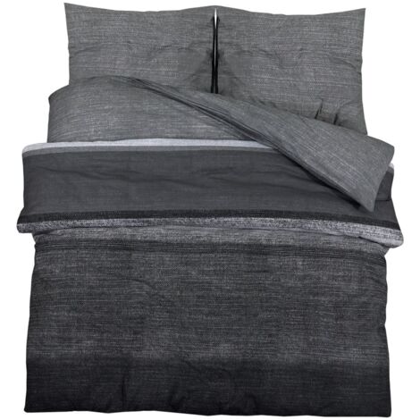 Ensemble de housse de couette gris foncé 200x220 Coton