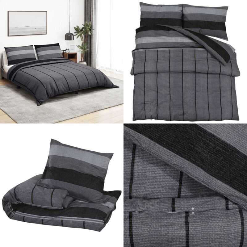 Ensemble de housse de couette gris foncé 220x240 cm Coton - Housses De Couette - Linge De Lit - Drap Housse - Literie - Coton - Home & Living
