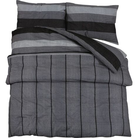 Ensemble de housse de couette gris foncé 240x220 Coton