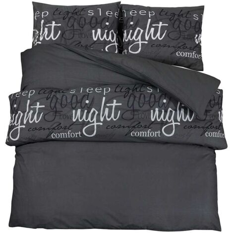 Ensemble de housse de couette Noir 140x200 cm Coton