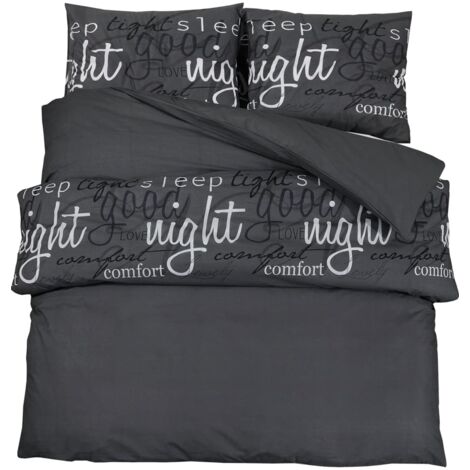 Ensemble de housse de couette Noir 140x200 Coton