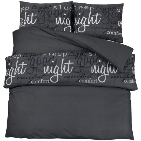 Ensemble de housse de couette Noir 155x220 Coton