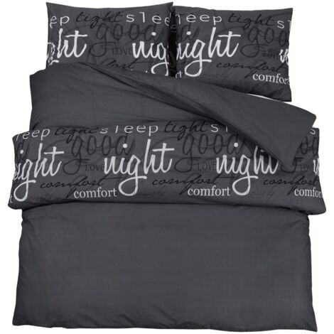 Ensemble de housse de couette Noir 220x240 cm Coton