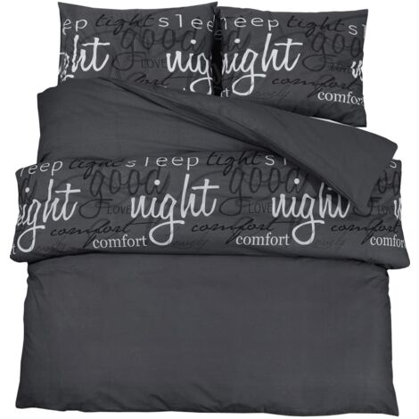 Ensemble de housse de couette Noir 220x240 Coton