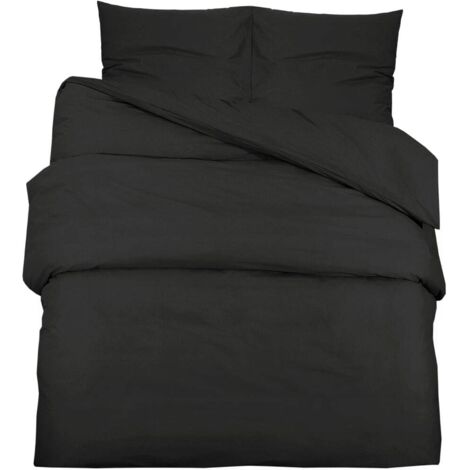 Ensemble de housse de couette Noir 240x220 cm Coton