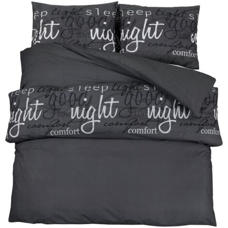 Ensemble de housse de couette Noir 240x220 Coton