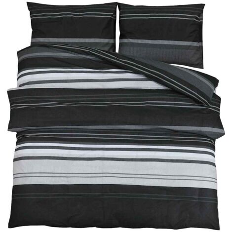 Ensemble de housse de couette noir et blanc 135x200 cm Coton