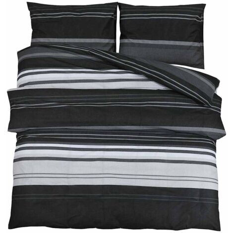 Ensemble de housse de couette noir et blanc 140x200 cm Coton