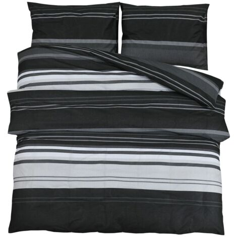 Ensemble de housse de couette noir et blanc 155x220 Coton