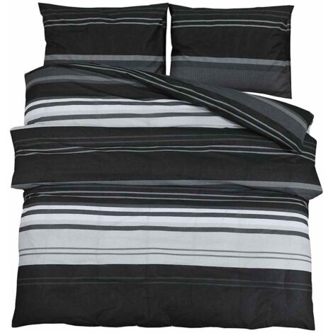 Ensemble de housse de couette noir et blanc 200x200 cm Coton