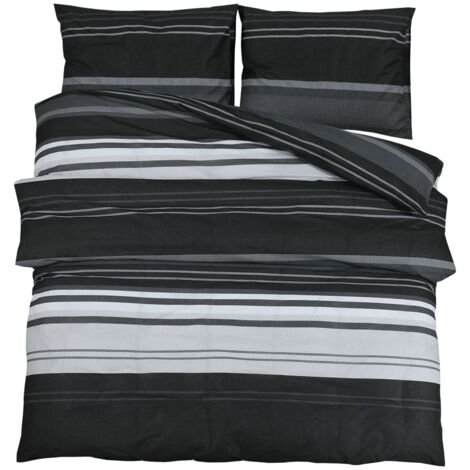Ensemble de housse de couette noir et blanc 200x200 cm Coton