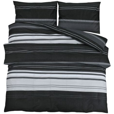 Ensemble de housse de couette noir et blanc 200x200 Coton
