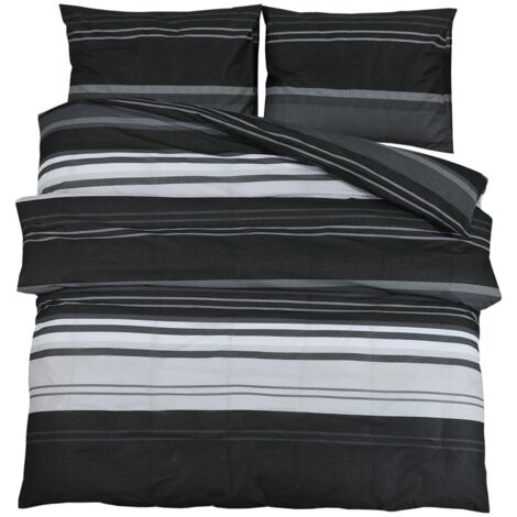 Ensemble de housse de couette noir et blanc 200x200 Coton