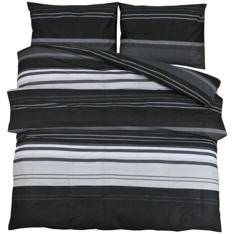 Ensemble de housse de couette noir et blanc 200x220 Coton