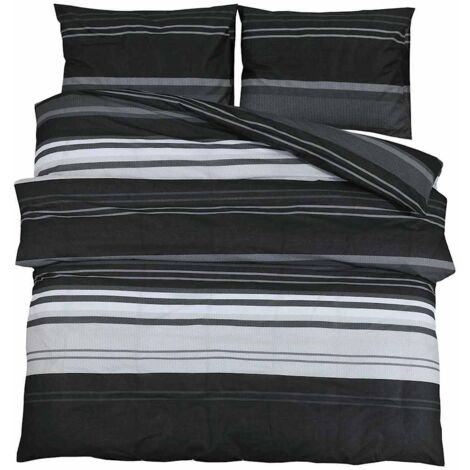 Ensemble de housse de couette noir et blanc 260x220 cm Coton