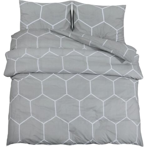 Ensemble de housse de couette，Parures de lit Gris 240x220 cm Coton CFW33479
