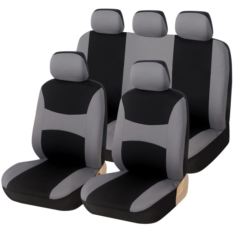 Lifcausal - Ensemble de housses de siège de voiture universelles en polyester, tissu uni bicolore, accessoires d'intérieur de voiture, protection de