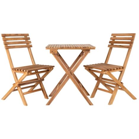 Ensemble de jardin 2 chaises 1 table en bois - Naturel - CUENCA