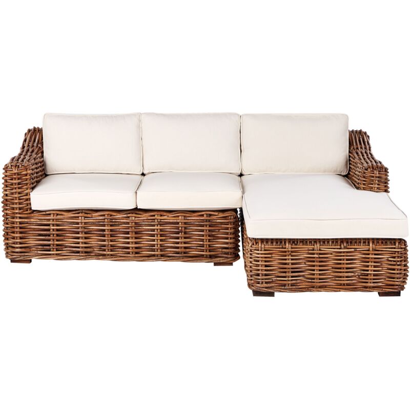 Ensemble de Jardin 3 Places Boho en Rotin Naturel avec Coussins Briatico
