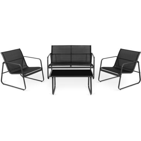 MC HAUS NIGHT, table basse d'extérieur + canapé 2 places + 2 fauteuils, noir, résistant aux UV