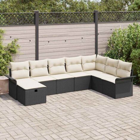 Ensemble de Jardin 5 Pièces en Noir avec Table WPC 150x90cm et 4 Chaises à Dossier Inclinable en Résine Tressée