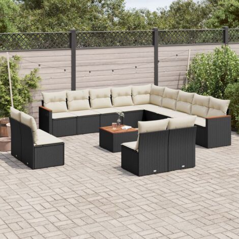 Ensemble de Jardin 5 Pièces  Table + 4 Chaises en Résine Tressée avec Dessus en Verre  140x70 cm Noir  Acier Enduit Poudre