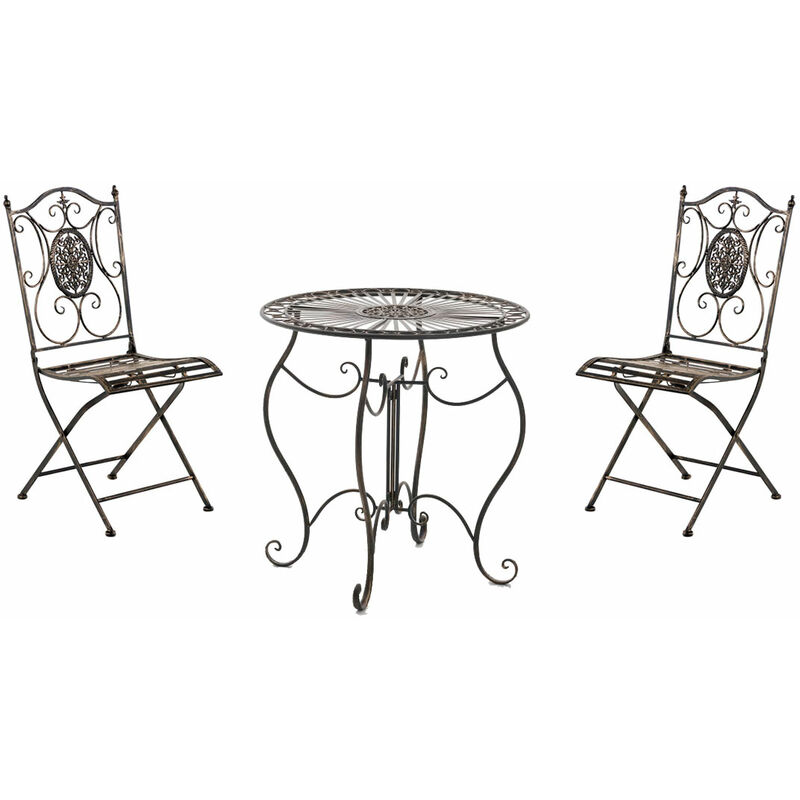 CLP - Ensemble de meubles de jardin romantique Table de conception nostalgique et 2 chaises différentes couleurs colore : Bronze