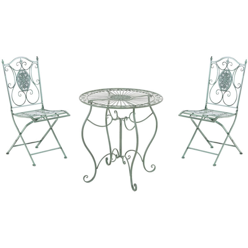Ensemble de meubles de jardin romantique Table de conception nostalgique et 2 chaises différentes couleurs colore : Vert antique
