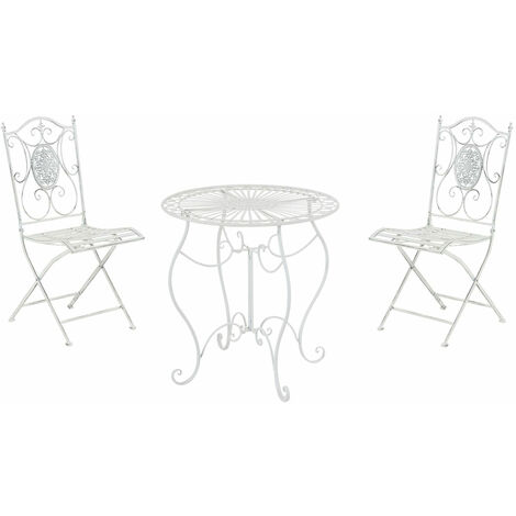 Ensemble de jardin Aldeano en fer Blanc antique