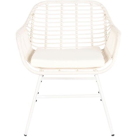 Ensemble de jardin avec table et 2 fauteuils et 1 canapé en rotin synthétique et verre -PEGANE-
