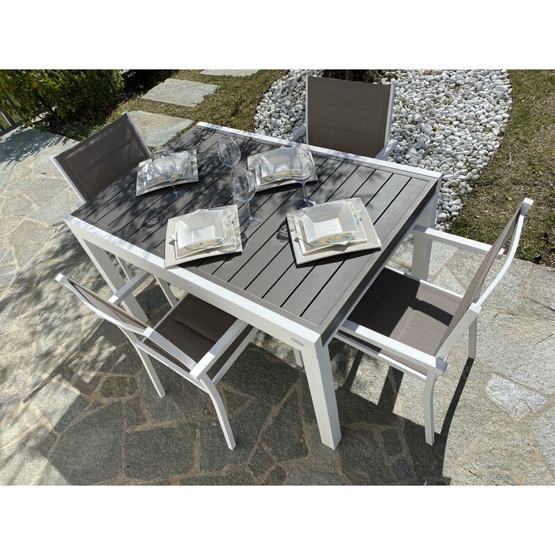 Giardini Di Maggio - Ensemble de jardin azalea by avec table extensible + 6 chaises en aluminium