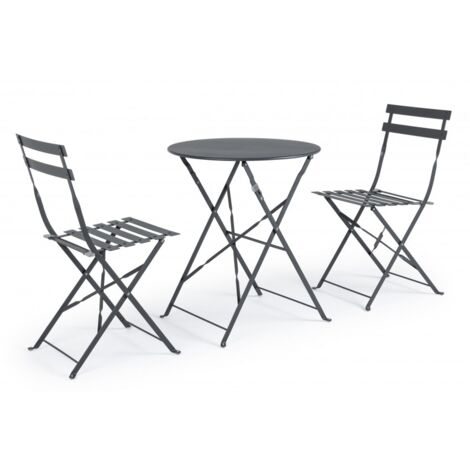 Ensemble de jardin Bistrot Anthracite table et chaises bizzotto
