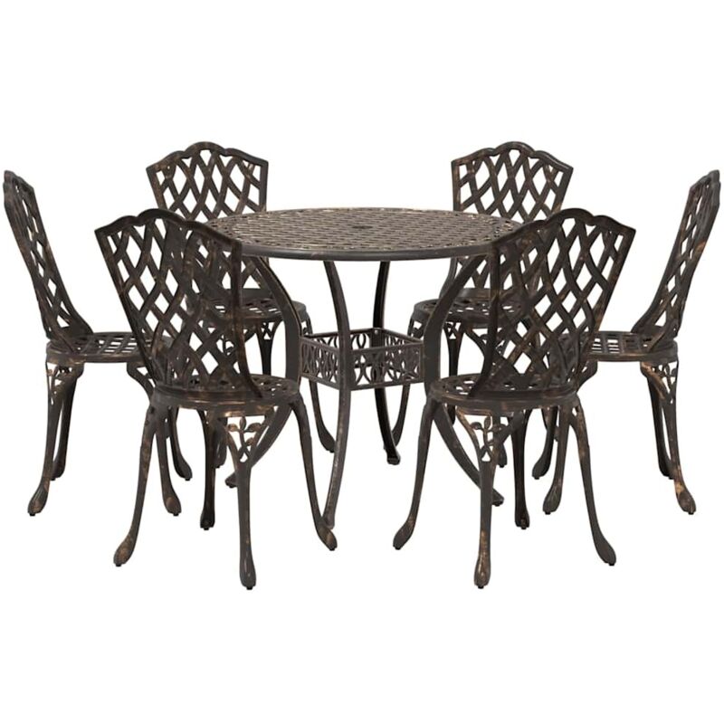 Ensemble de salle à manger de jardin 7 pièces en aluminium coulé bronze Vidaxl