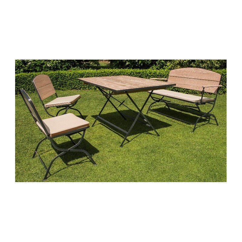 Chalet&jardin - set australia robinier ceruse compose d' table 115 cm+1 banc+ 2 chaises MBR3377