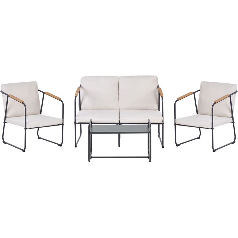 Beliani - Ensemble de Jardin Industriel 4 Places en Acier avec Table Patio Terrasse Beige Clair Vezzana