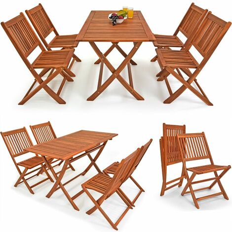 Ensemble de jardin Sydney light en bois d'acacia certifié FSC® Ensemble table et 4 chaises pliables Salon de jardin