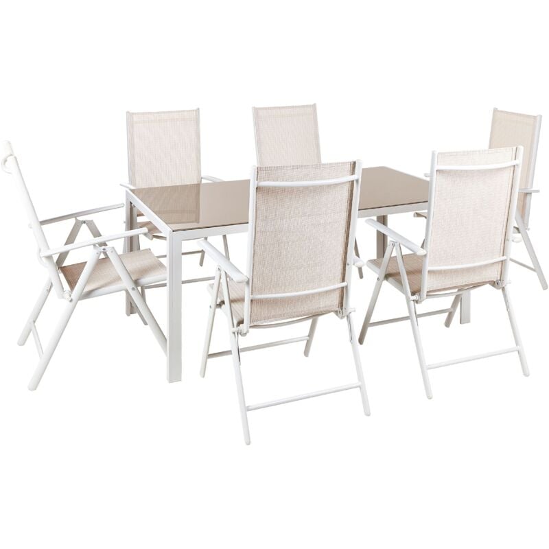 Beliani - Ensemble de Jardin Table et 6 Chaises en Aluminium et Verre Beige Industriel Catania